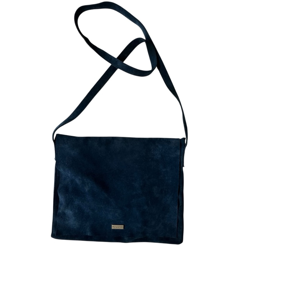Pulcati Blue Suede Boho Flap Crossbody Bag